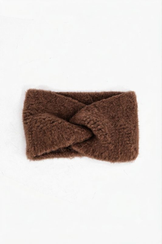 Winter Knitted Headband in Brown