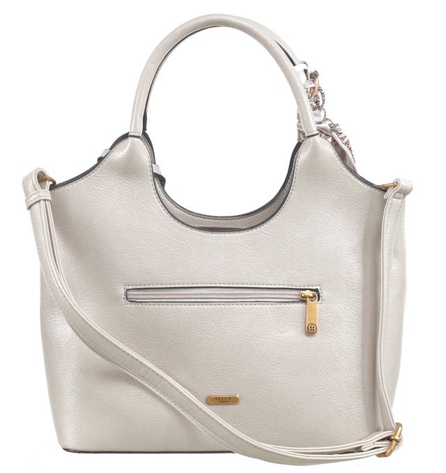 FRAN FASHIONABLE WOVEN TEXTURAL TOTE WITH SCARF