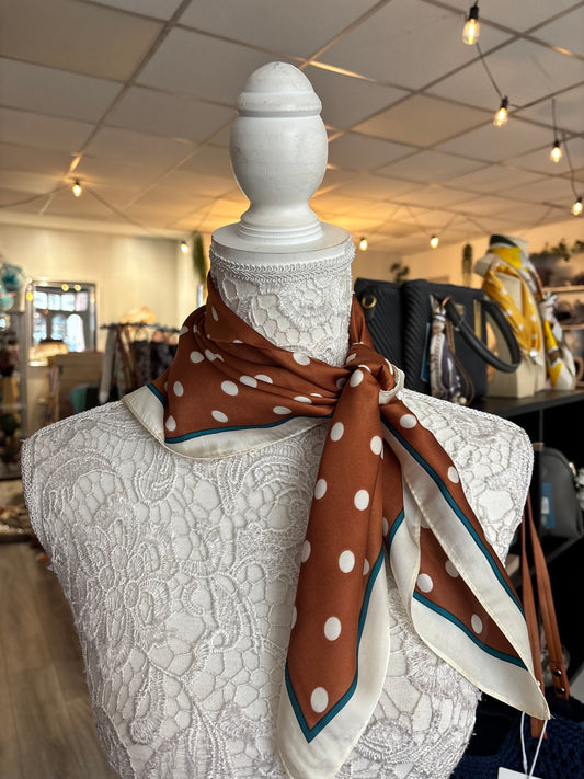 Polly tan spot neck scarf