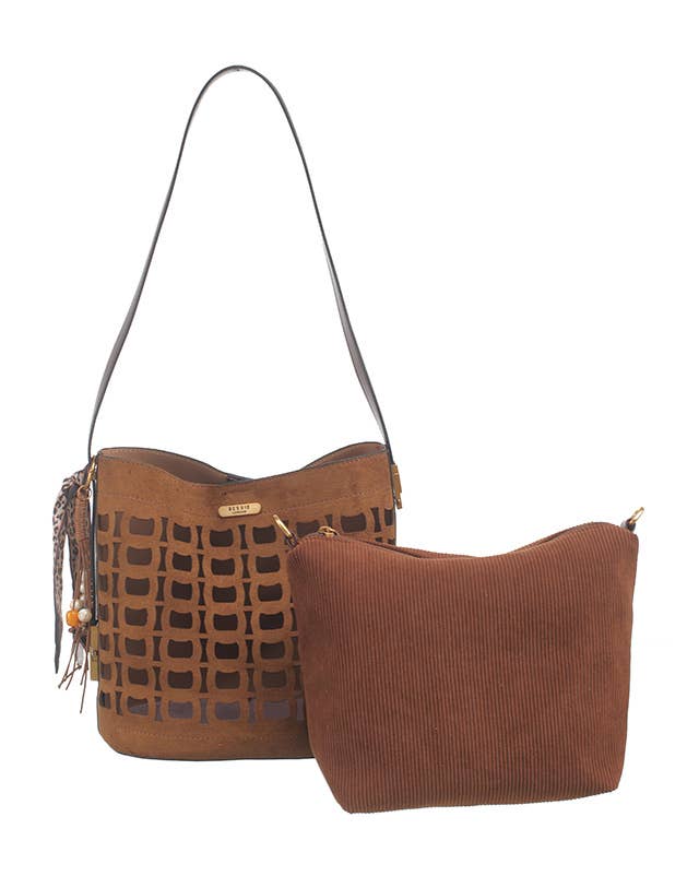 GINA GEOMETRIC SUEDETTE SHOULDER BAG
