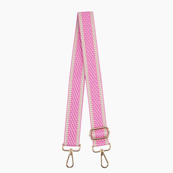 Emerson Woven Bag Strap - Pink, Striped Trim