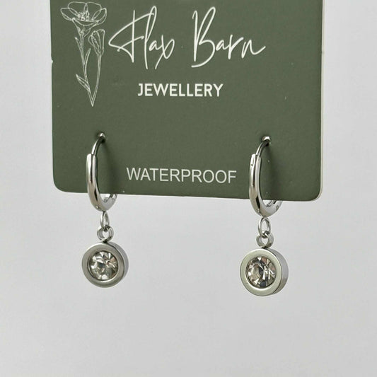 Round Zirconia Huggies Tarnish Resistant