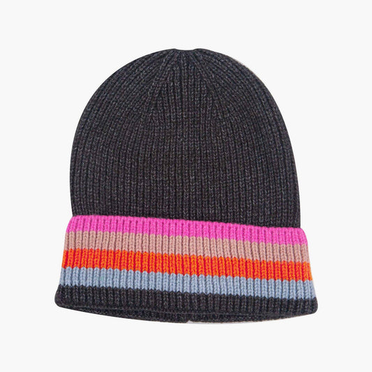 Delta Black Rainbow Stripe Beanie Hat