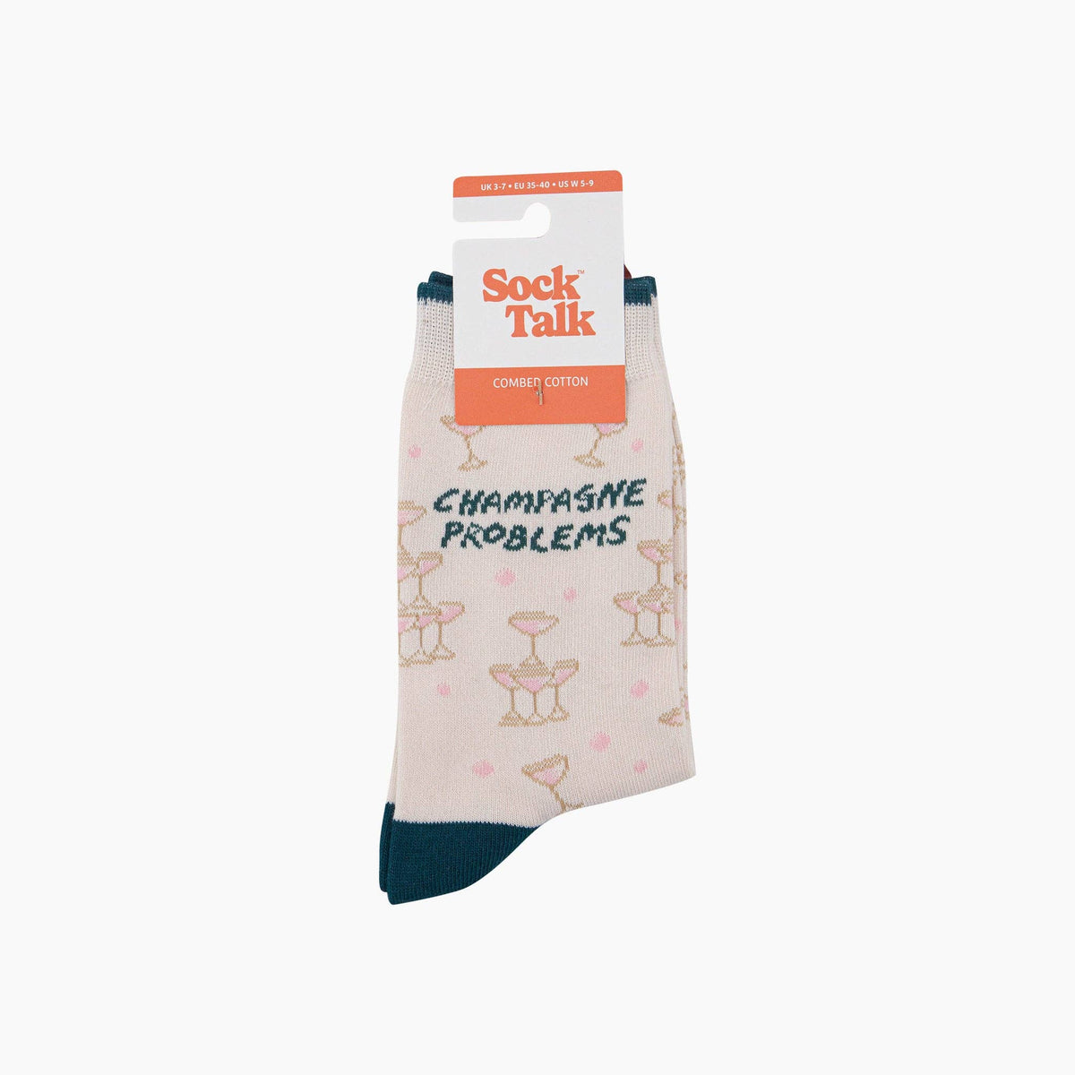 Champagne Problems Combed Cotton Socks in White