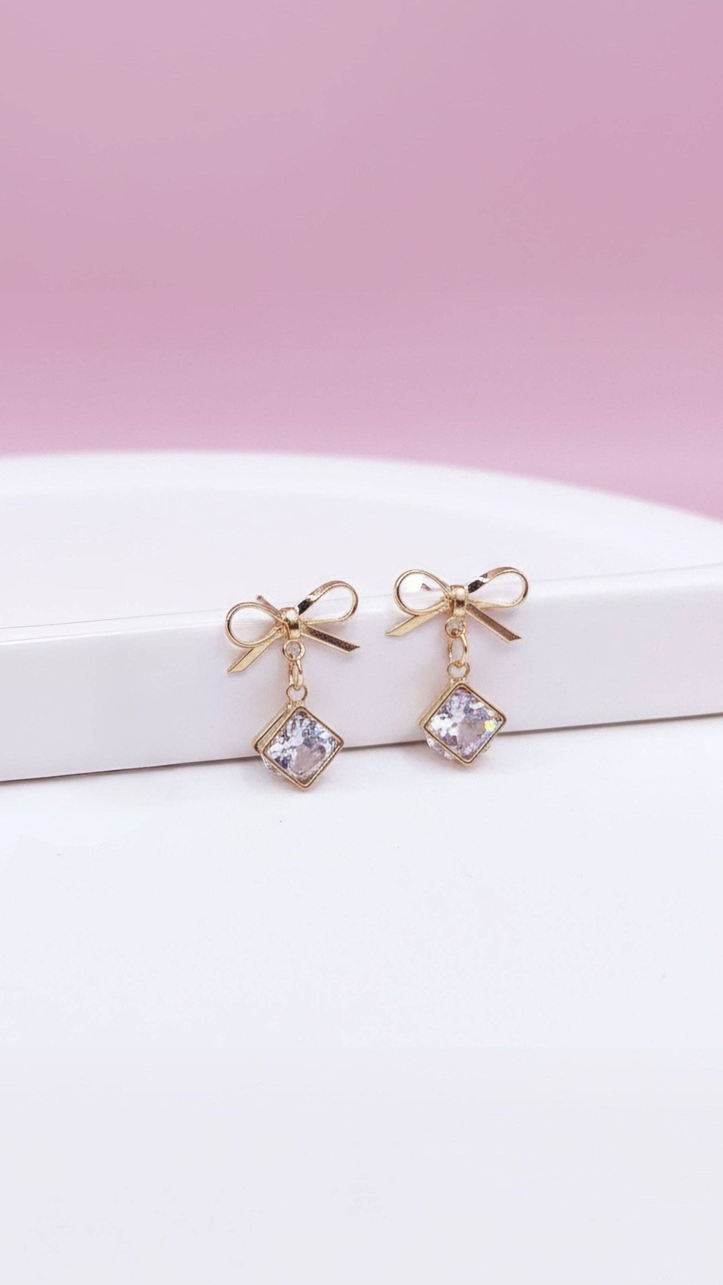 Bow Crystal Drop & Dangle Earrings