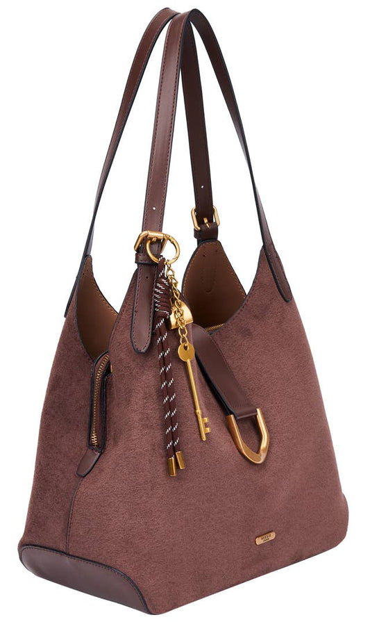 Shauna SUEDE SHOULDER BAG WITH CHARM