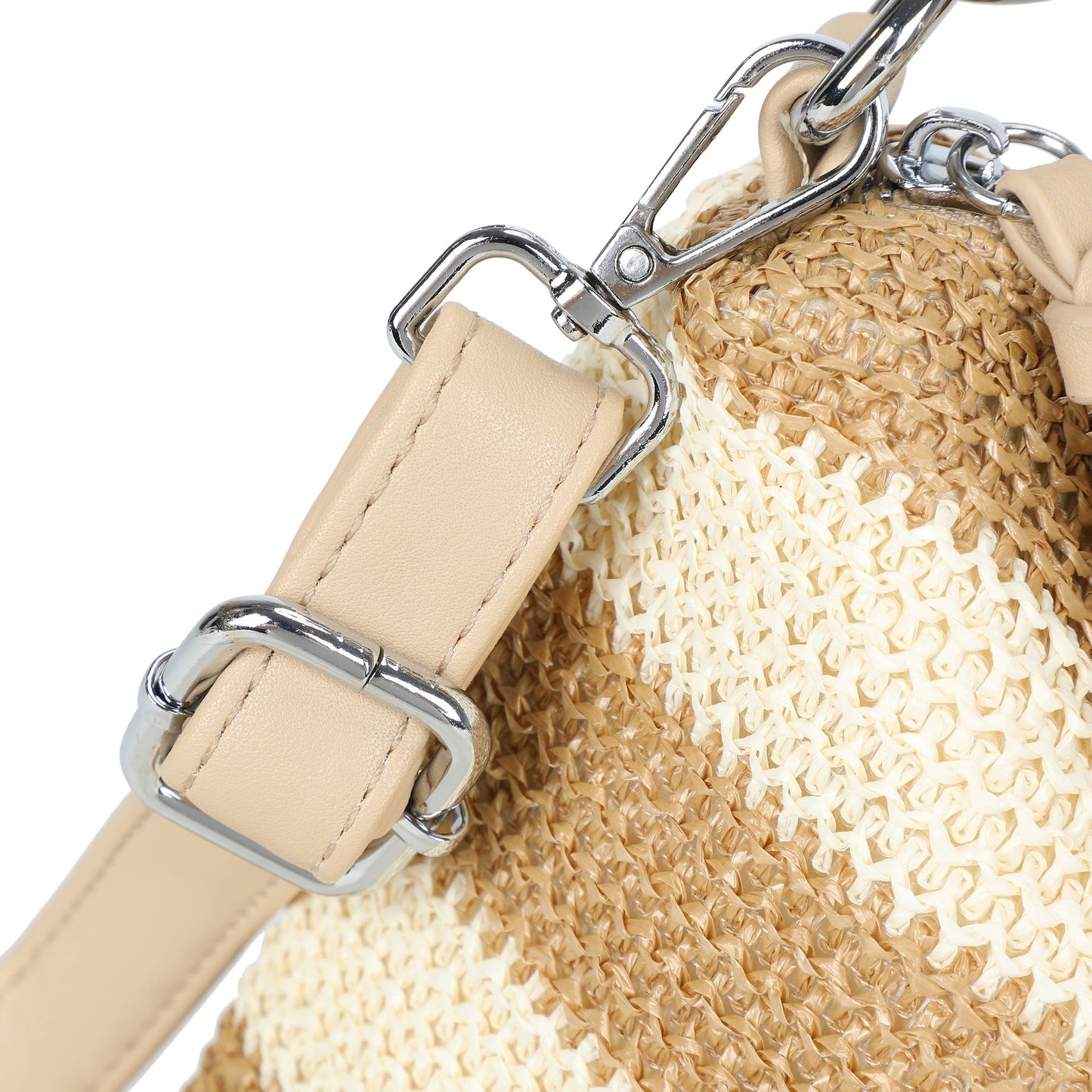 Nansy Natural Straw Stripe Shoulder Bag with Knot Handle