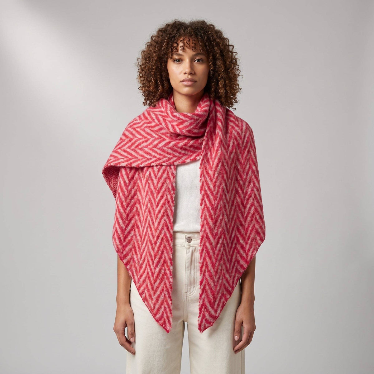 Jay Red/White Asymmetric Chevron Heavyweight Scarf