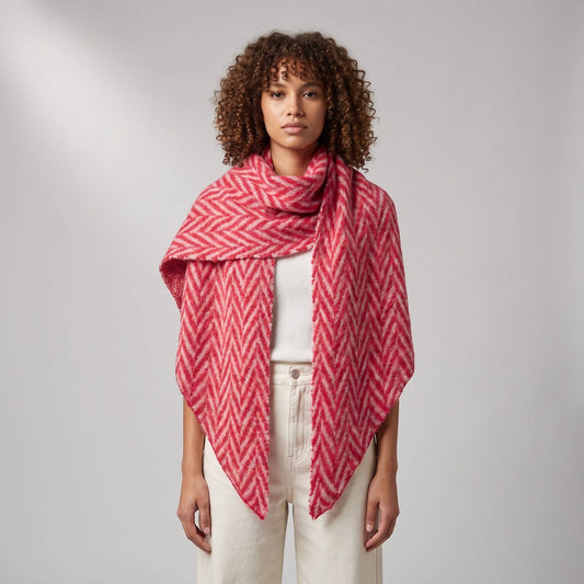 Jay Red/White Asymmetric Chevron Heavyweight Scarf