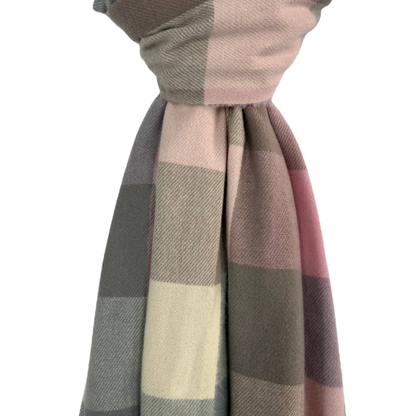 Classic colourful mini check scarf with tassels