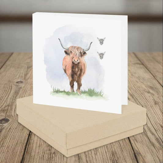 Sterling Silver Plated Studs Highland Cow Earrings Gift for Highland Cow Lovers