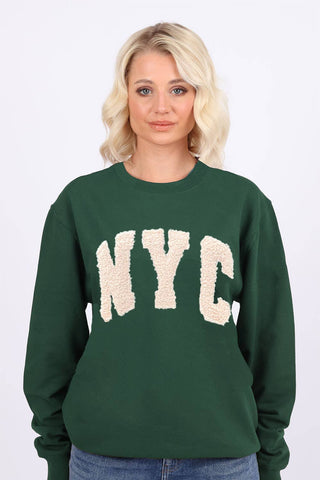 NYC Laser-Cut Bouclé Appliqué Sweatshirt