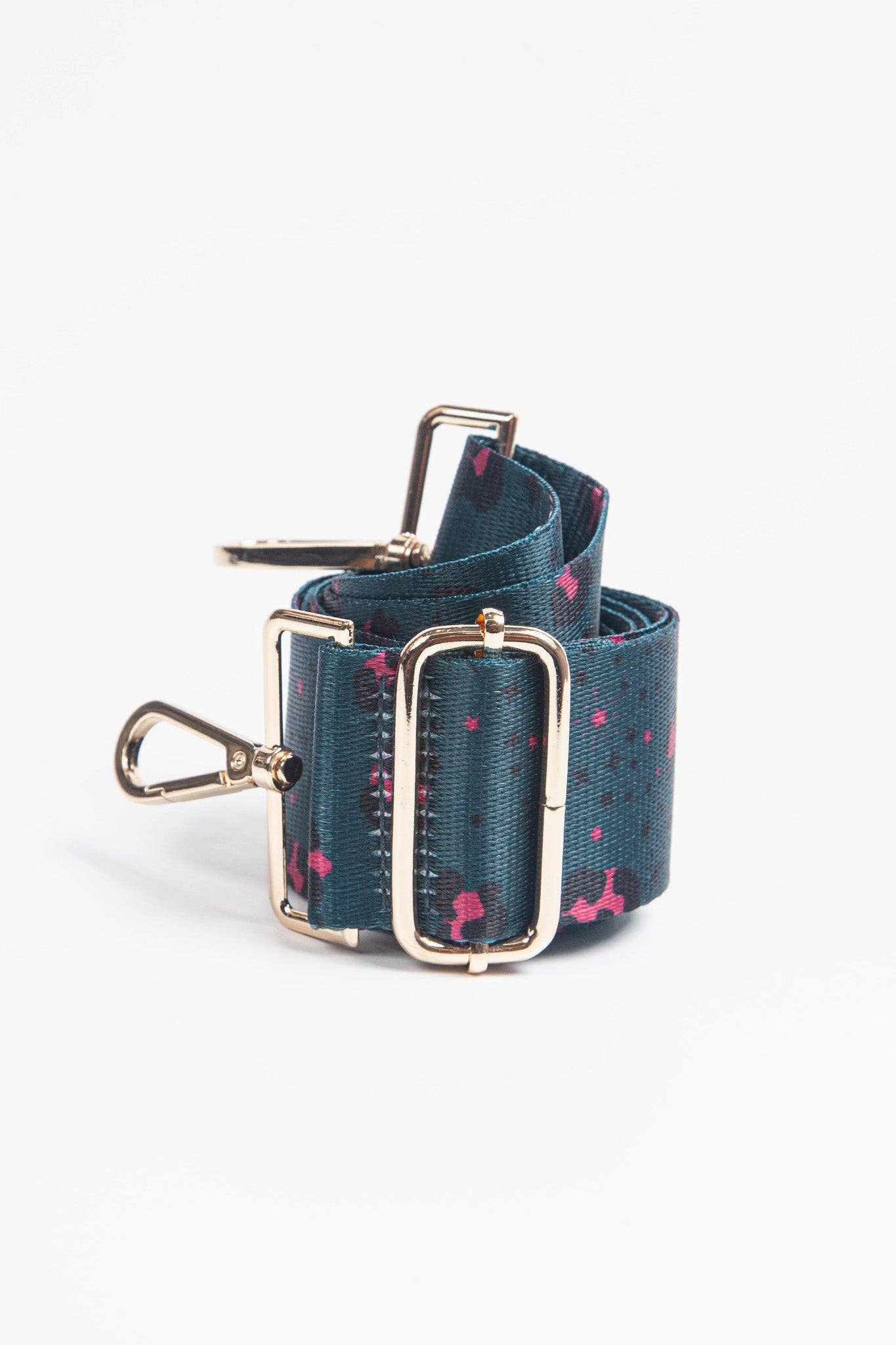 Teal Leopard and Star Print Wide Bag Strap