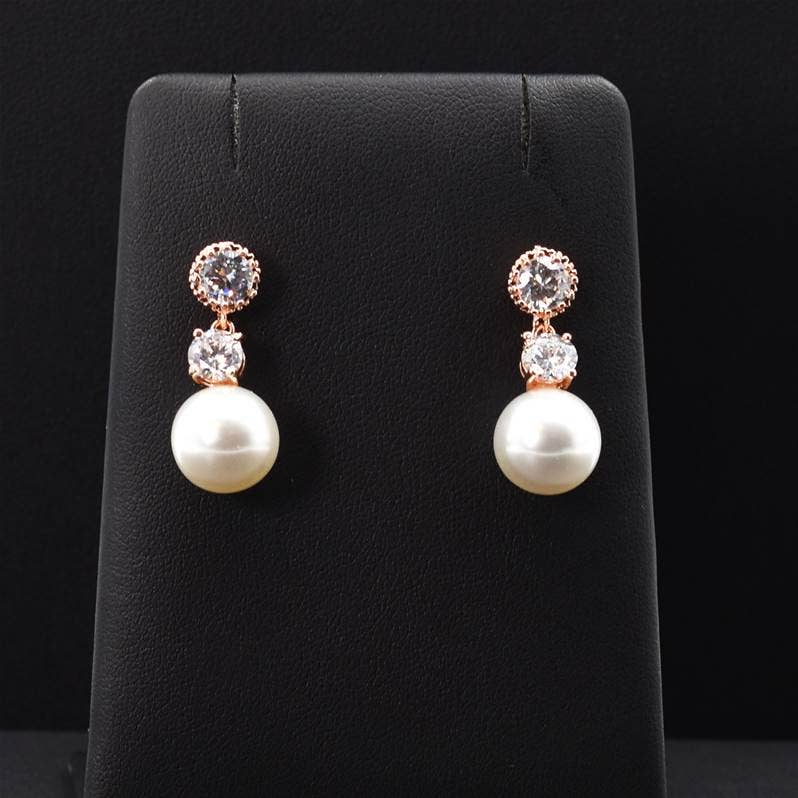 Chloe Crystal stud earrings with pearl drop