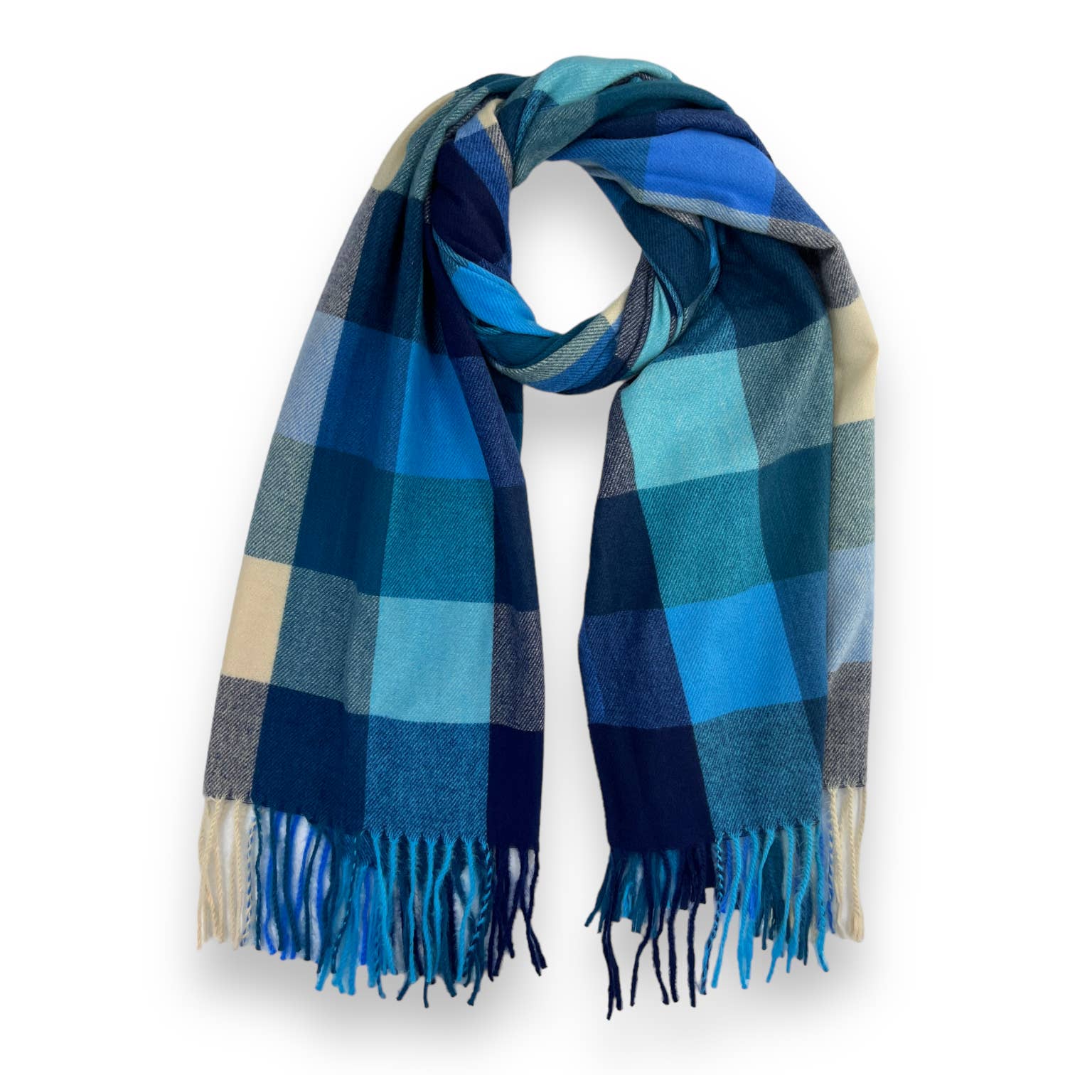 Classic colourful mini check scarf with tassels