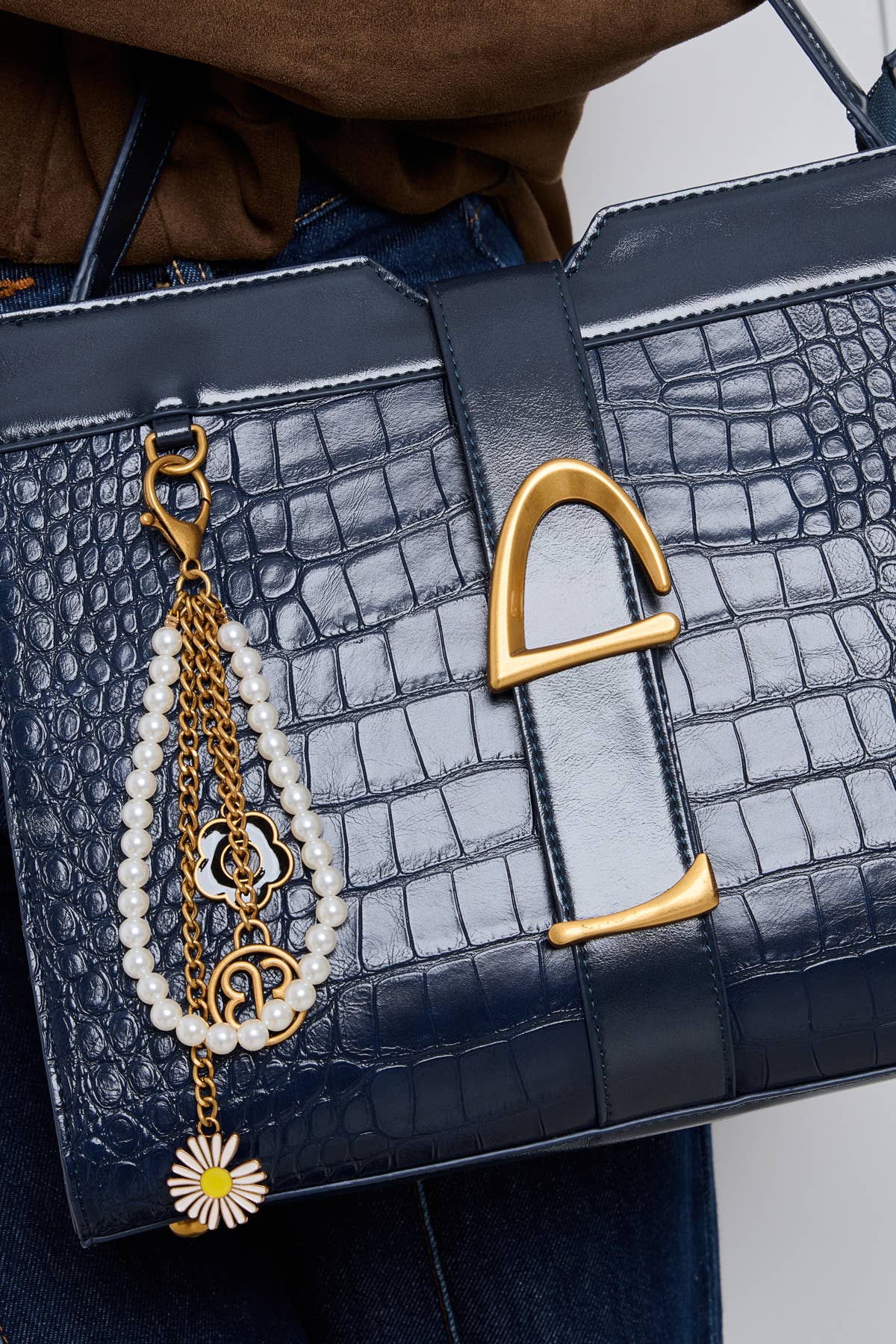 ELSIE EQUESTRIAN BUCKLE CROC TOTE
