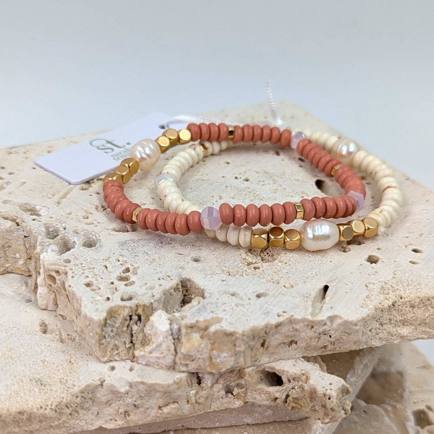 Delta duo beaded bracelet stack