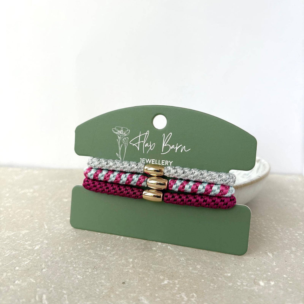 "Frosted Berry" Pack of 3 Elasticated Cord Hairbands