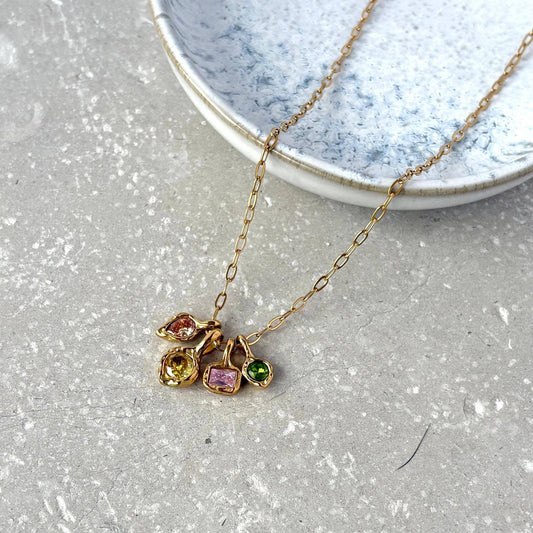 Freesia Tarnish Resistant Multi Colour Zirconia Cluster Necklace