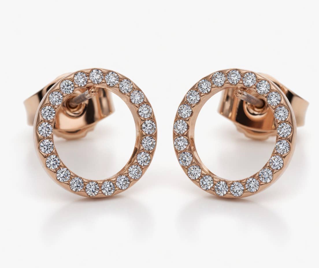 Crystal Detailed Circle Earrings – Gold