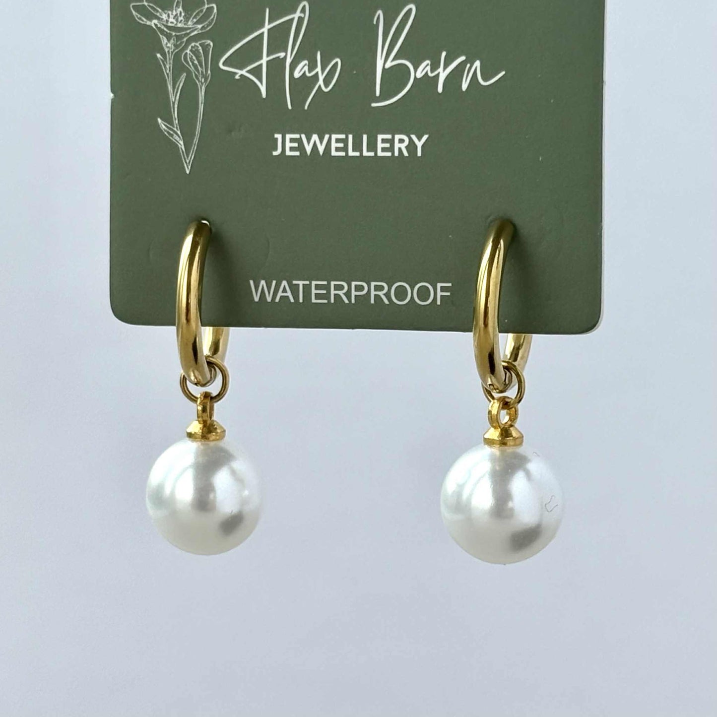 Round Pearl Huggies Tarnish Resistant