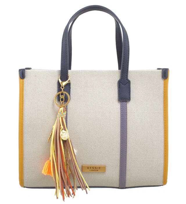 CHLOE CANVAS COLOURFUL STRIPED TOTE