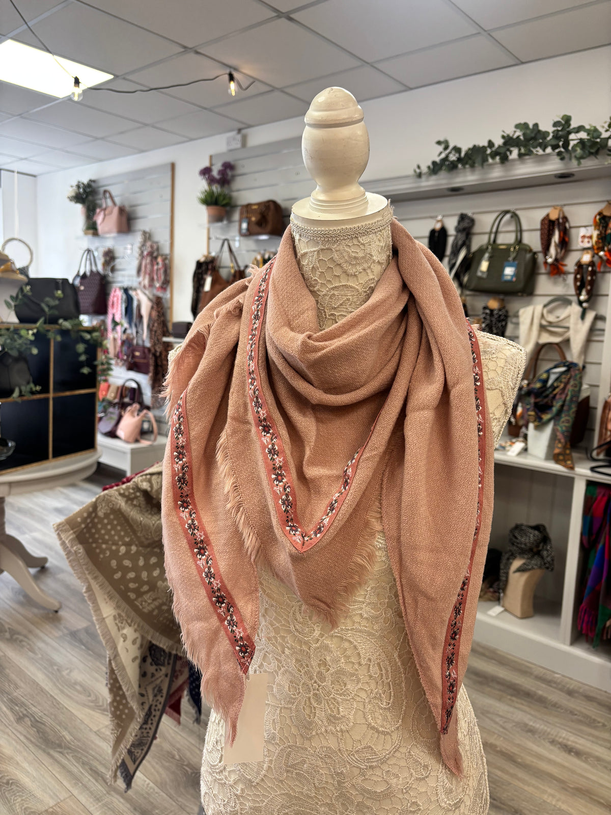 Willow frayed edge triangle scarf