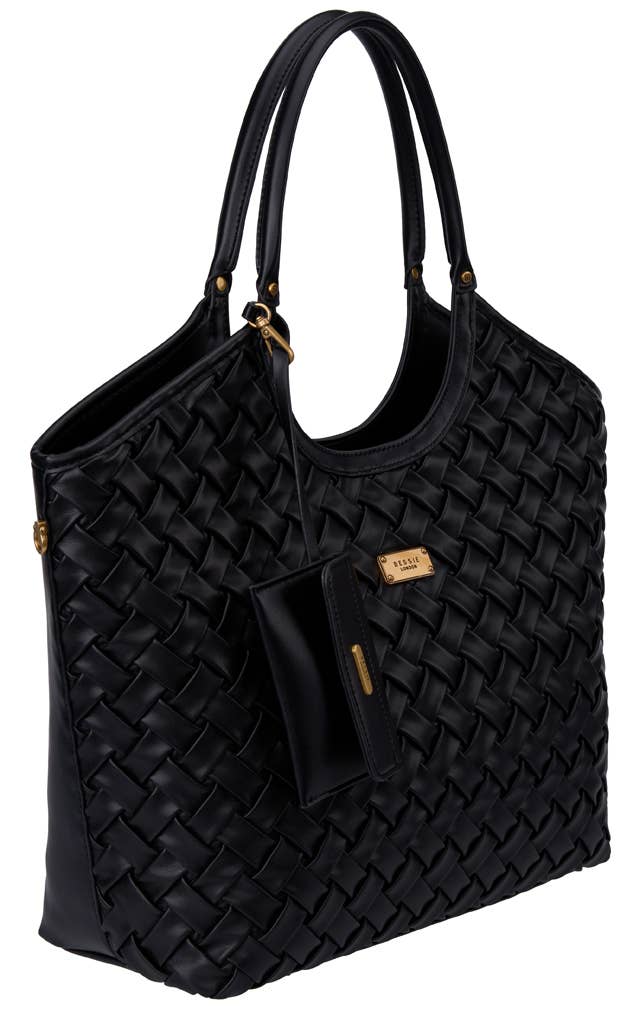 Olive OVERSIZED BASKET WEAVE TOTE