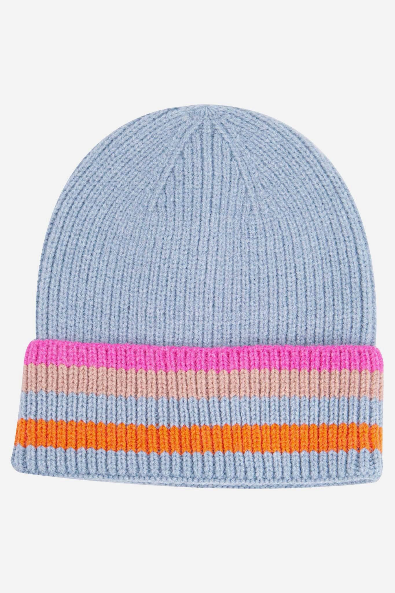 Delta Light Blue Rainbow Stripe Beanie Hat