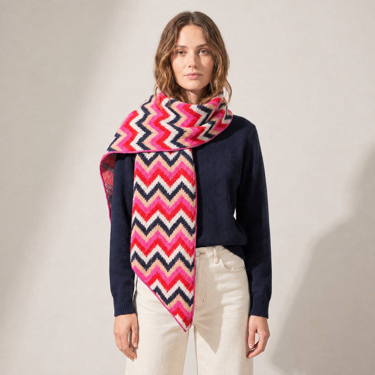 Bobbie Red Zig-Zag Heavyweight Scarf