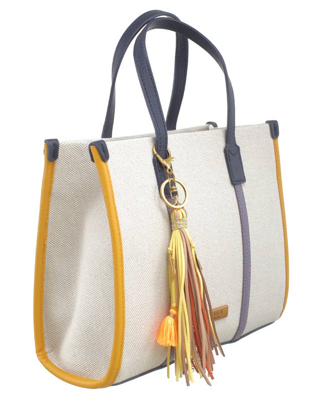 CHLOE CANVAS COLOURFUL STRIPED TOTE