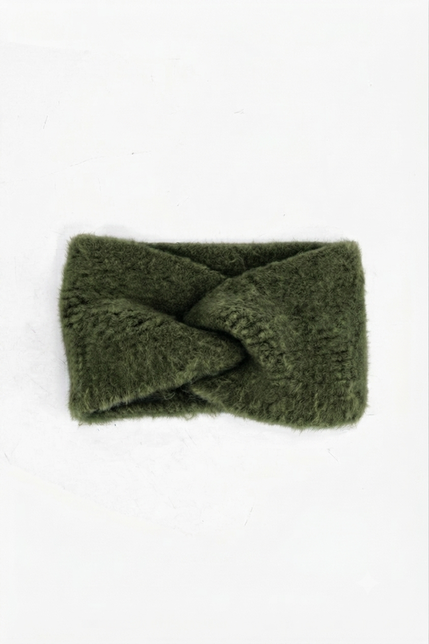 Winter Knitted Headband in Moss Green