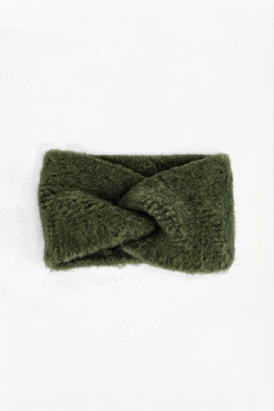 Winter Knitted Headband in Moss Green
