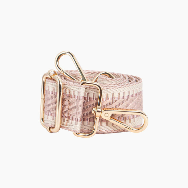 Emerson Woven Bag Strap - Stone, Striped Trim