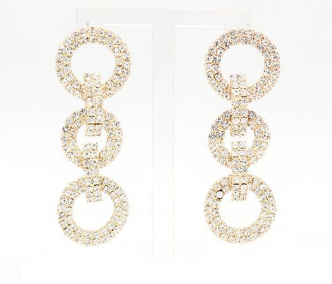 Crystal Circles Earring in Gold