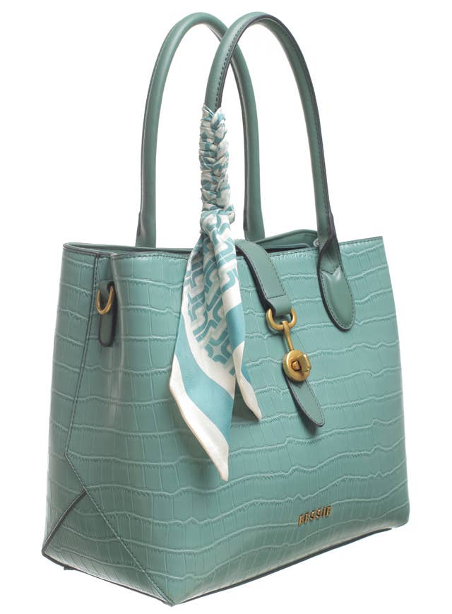 CROC PRINT HANDBAG WITH SCARF