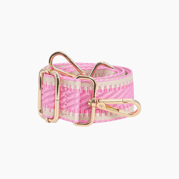 Emerson Woven Bag Strap - Pink, Striped Trim