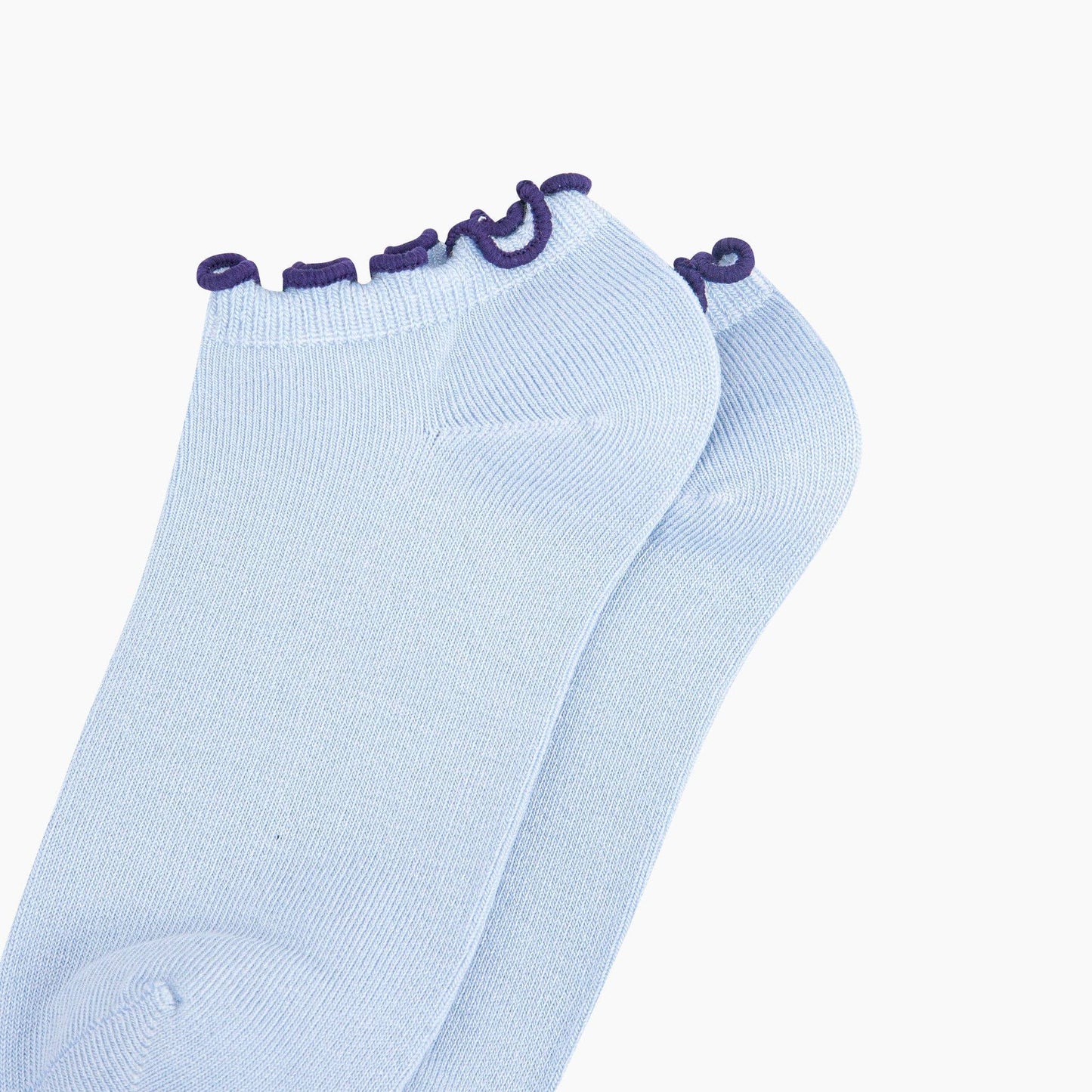 Frilly Trim Bamboo Trainer Socks in Blue/Navy