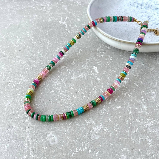 Tania tarnish Resistant Multi-Colour Stone Beaded Necklace