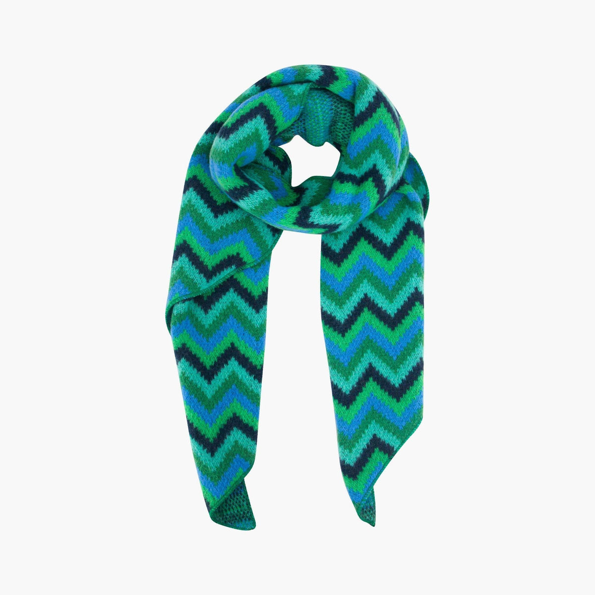 Bobbie Blue/Green Zig-Zag Heavyweight Scarf