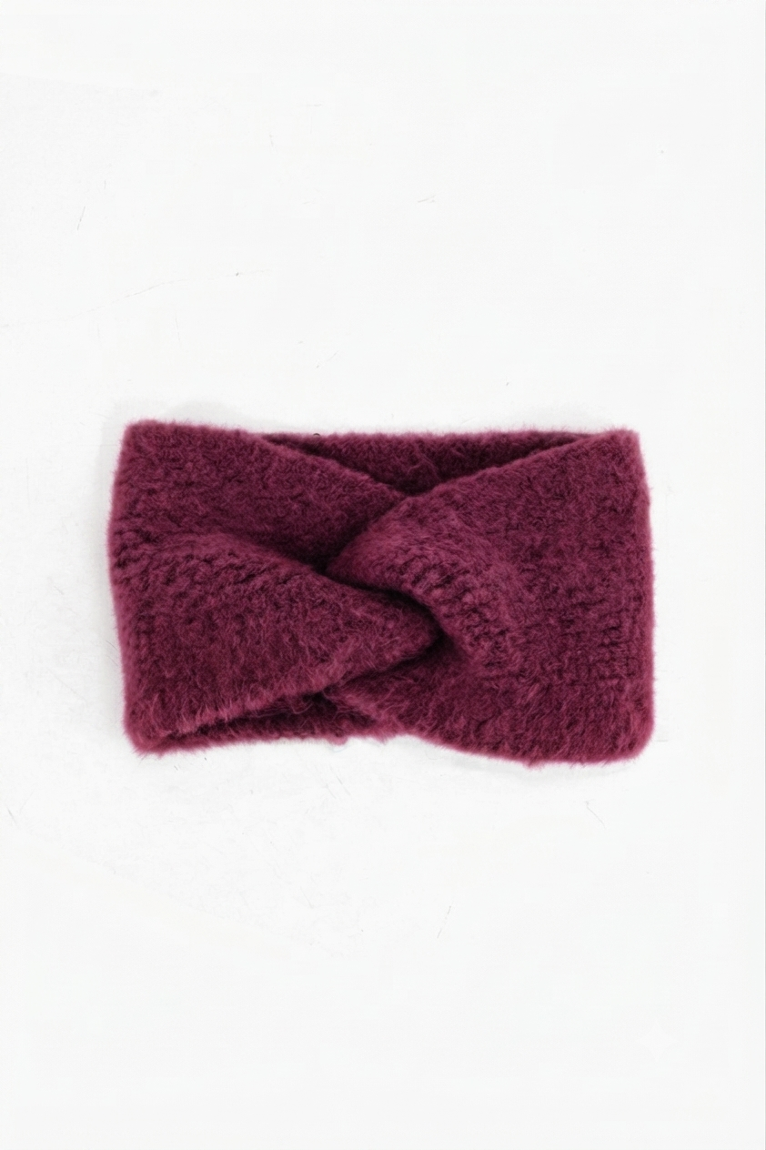 Winter Knitted Headband in Berry