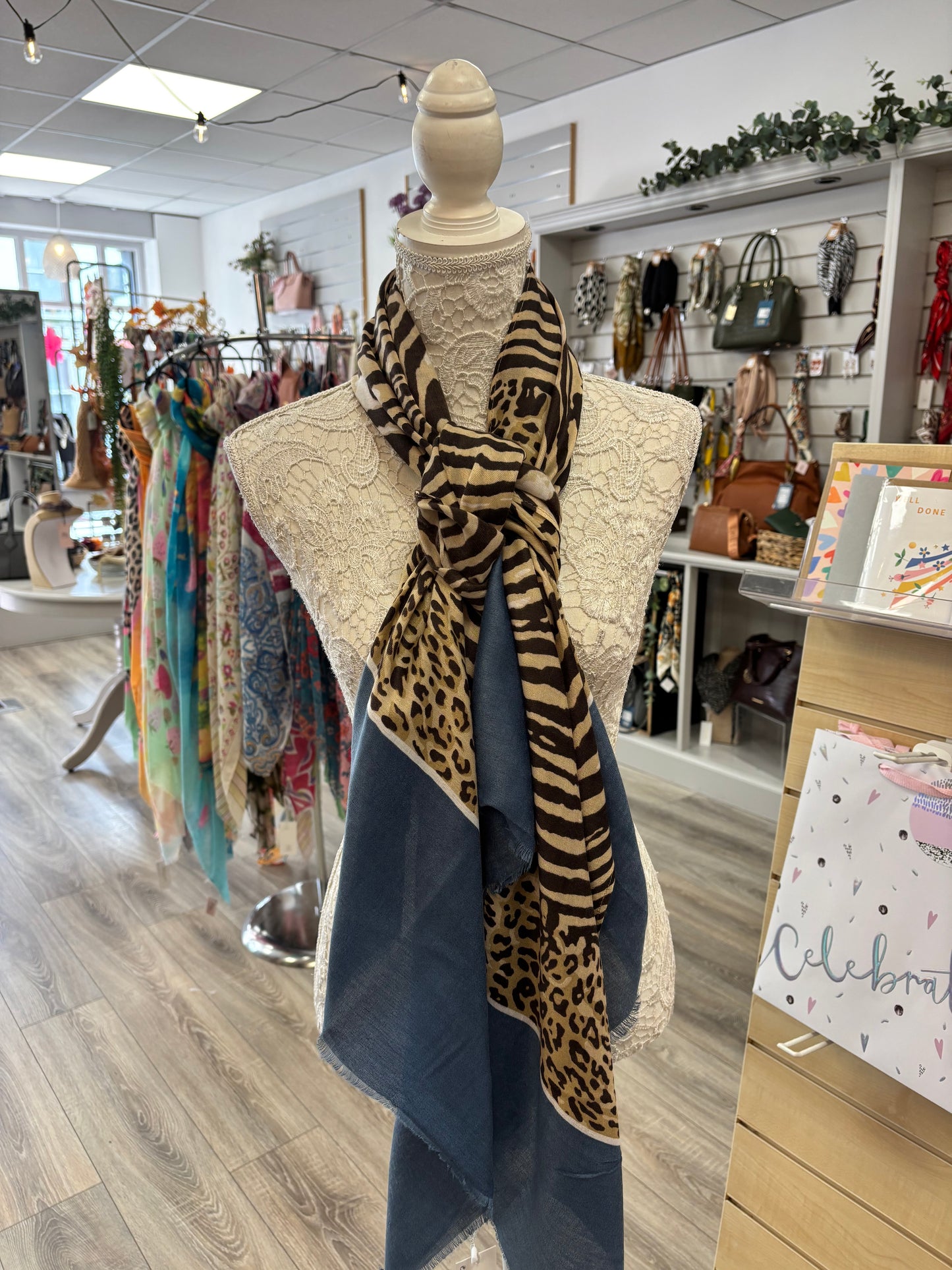 Julia blue trim animal print