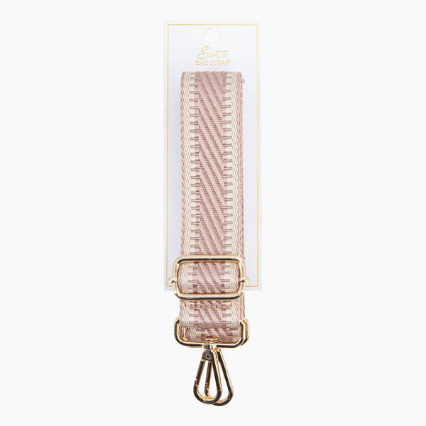 Emerson Woven Bag Strap - Stone, Striped Trim