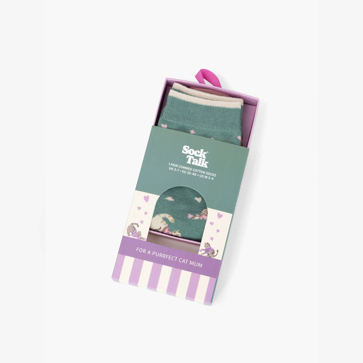 Cat Mum Combed Cotton Socks Matchbox Giftset