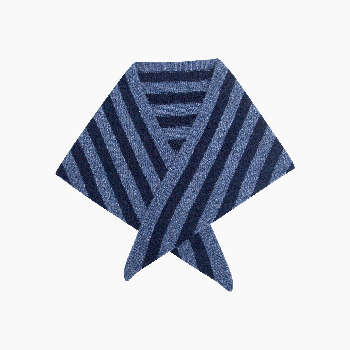 Silvie Striped Triangle Heavyweight Scarf in Denim Blue/Navy Blue
