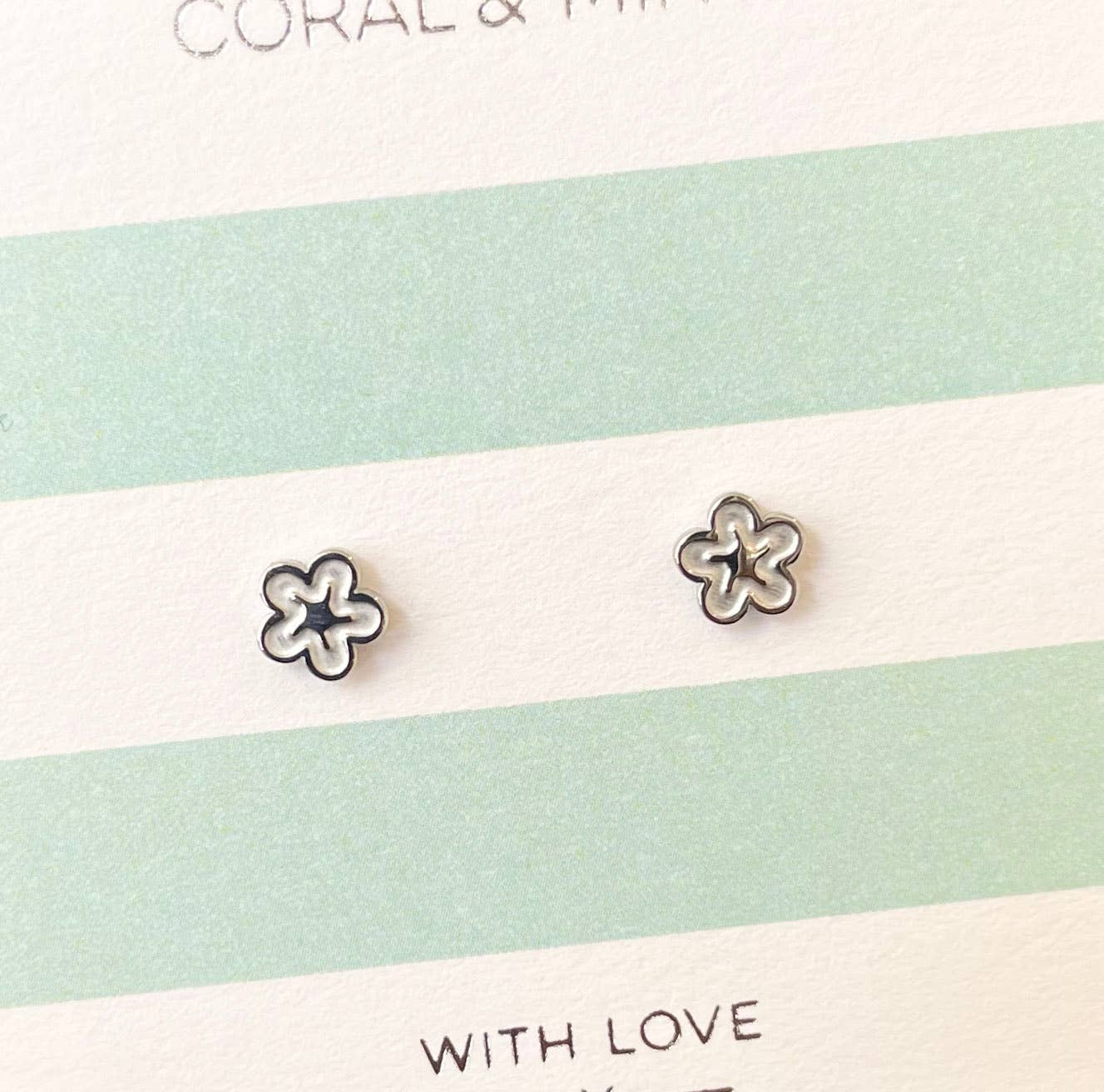 Silver Bubble Flower Studs