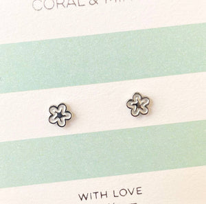 Silver Bubble Flower Studs