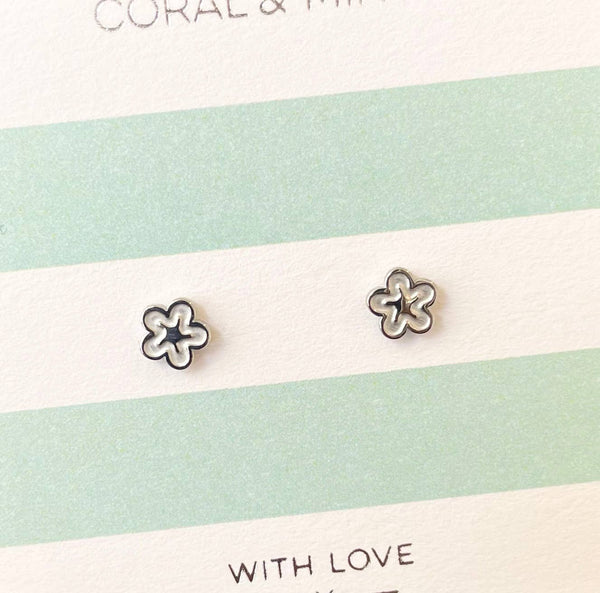 Silver Bubble Flower Studs