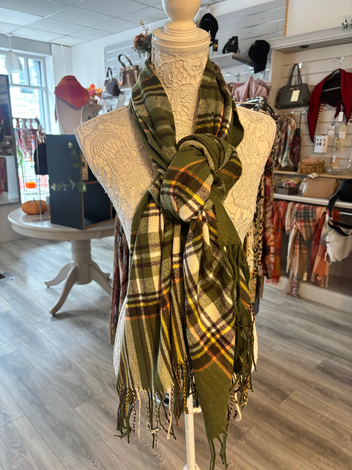 Elsa green mix tartan scarf
