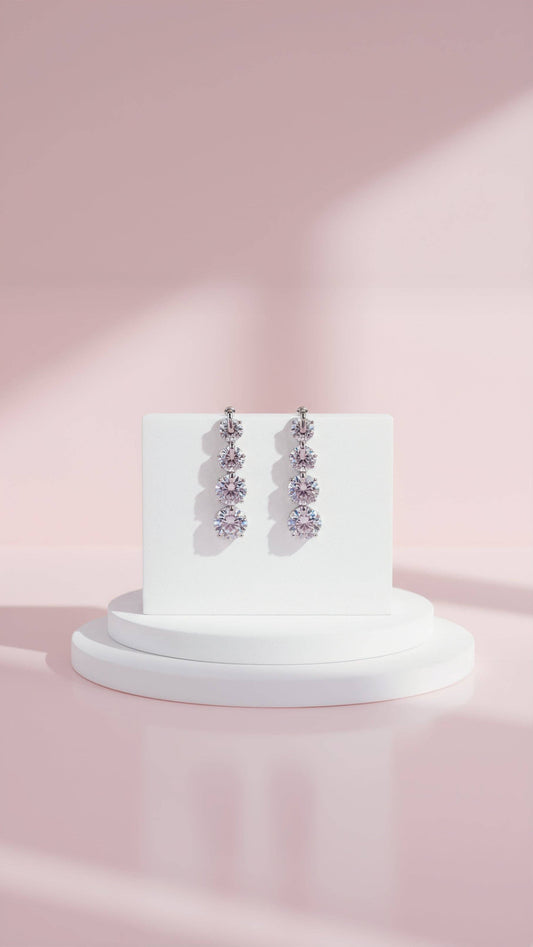 Brilliant Cut Long Crystal Stud Earrings